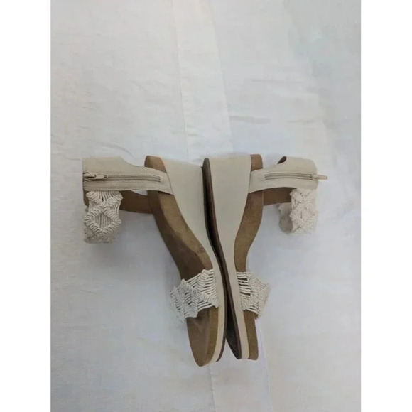Lucky Brand Kaydyn Ankle Wrap Macrame Wedge Sandals Ivory Off White Sz 10 SH4 - Picture 3 of 11